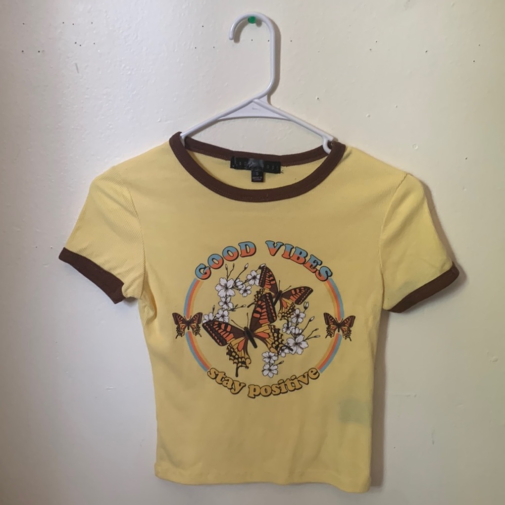Yellow Butterfly Crop Top
